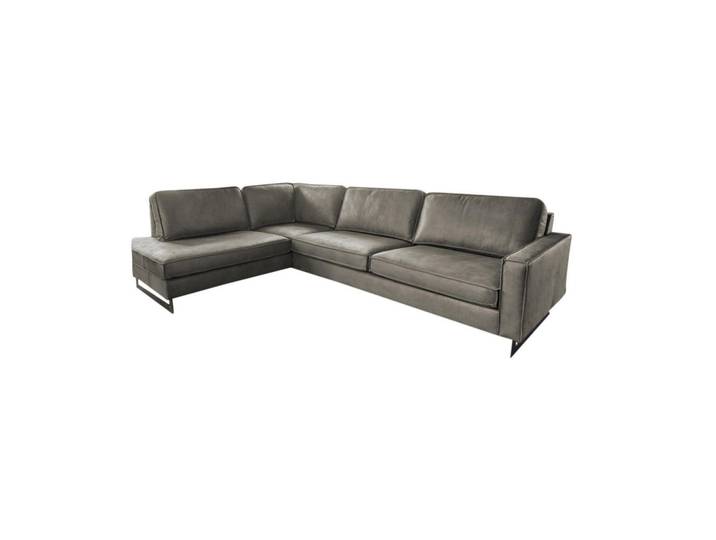 Kawola Ecksofa Vilnius Anthrazit Lederfaserstoff, Metall, Echtholz, Füllung: Kaltschaum, Ottomane rechts, L-Form,L-Form, Kufe, 290x217 cm, Wohnzimmer, Sofas & Couches, Wohnlandschaften, Ecksofas