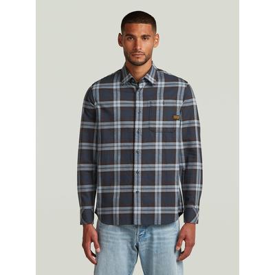 Langarmshirt G-STAR "Bristum 2.0 Slim Hemd", Herren, Gr. S, blau (ash blau toby check), Obermaterial: 100% Baumwolle, Shirts Langarmshirt