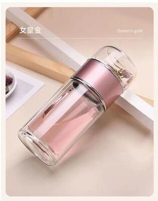 Uplifted Finds 390ML Double Layer Borosilicate Tea Infuser High Performance Thermal Tumbler With Precision Filter pink
