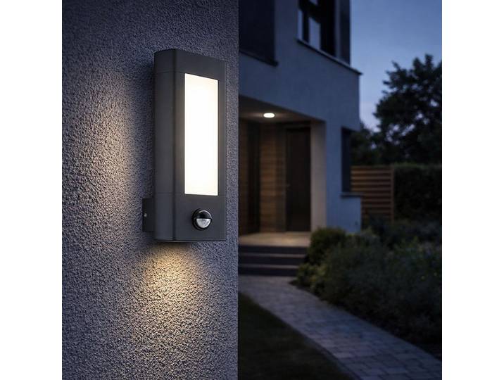 Trio LED Wandleuchte Rhine Anthrazit 2 x 4\,5W 600lm warmweiß 3000K IP54 Bewegungsmelder