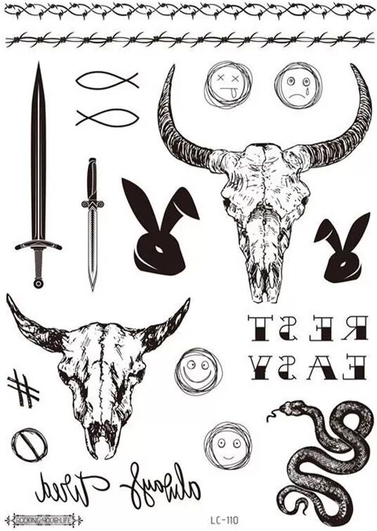 INF Tatouages temporaires noirs - pack de 5 model 1