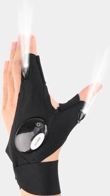 Uplift Essentials LED Half Finger Flashlight Gloves For Hands Free Night Work And Outdoor Activities left Hand