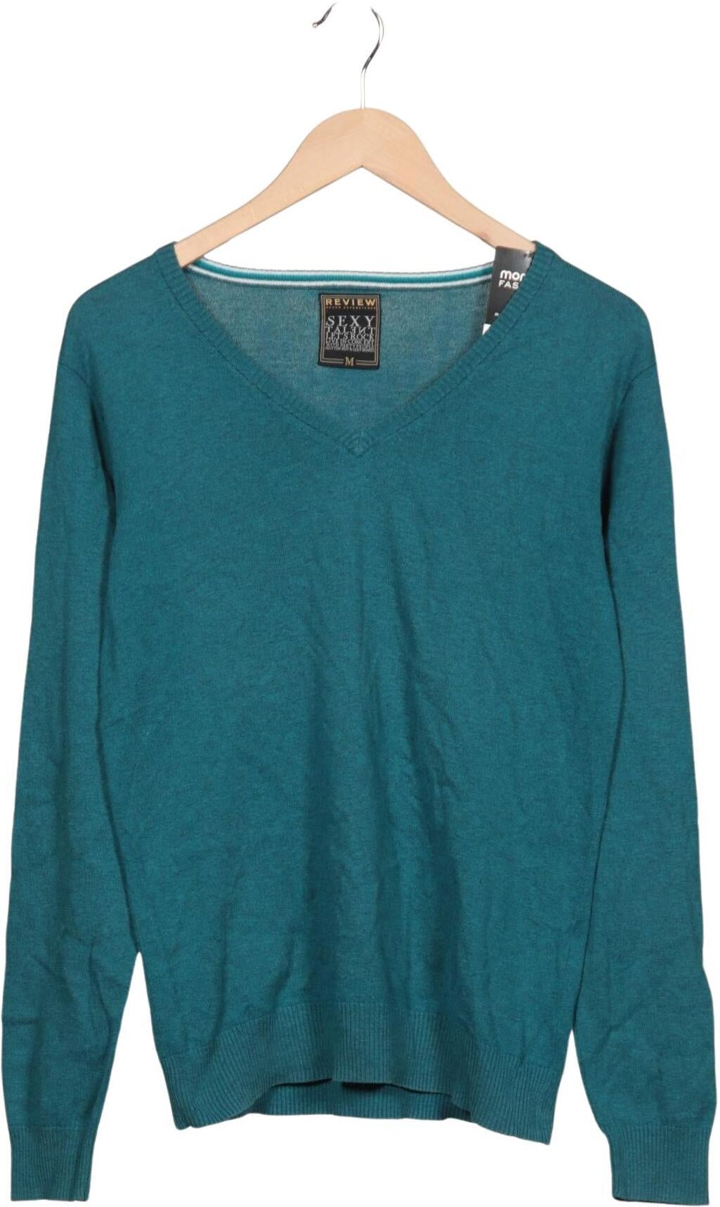 Review Herren Pullover, Türkis, Gr. M, Baumwolle - Second Hand