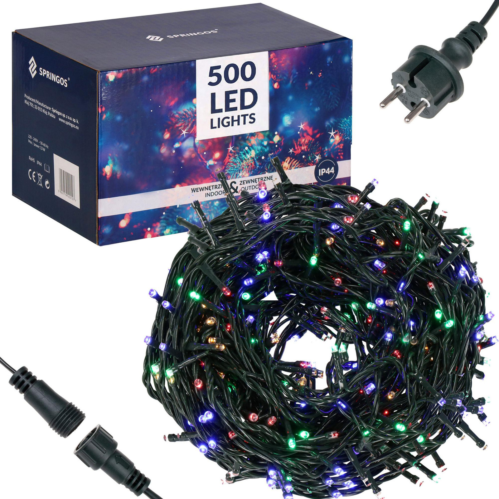 Springos Kerstboomverlichting met 500 Multicolor LED Lampjes, 30 m