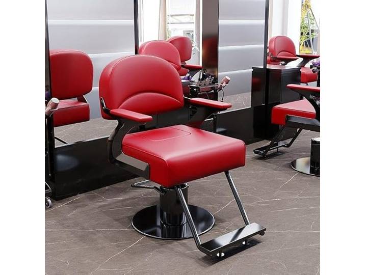 Hydraulischer Salonstuhl / Multifunktionaler Stuhl für Styling Haarwäsche Um 360° drehbar, 18 cm dickes Sitzpolster, höhenverstellbar (88–97 cm), Tattoo- und Behandlungsstuhl mit Tellerfuß(A)