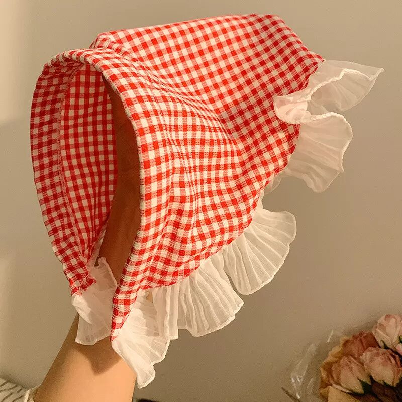 INF Kariertes Kopftuch, Stirnband, vielseitiges Haar-Accessoire Rot