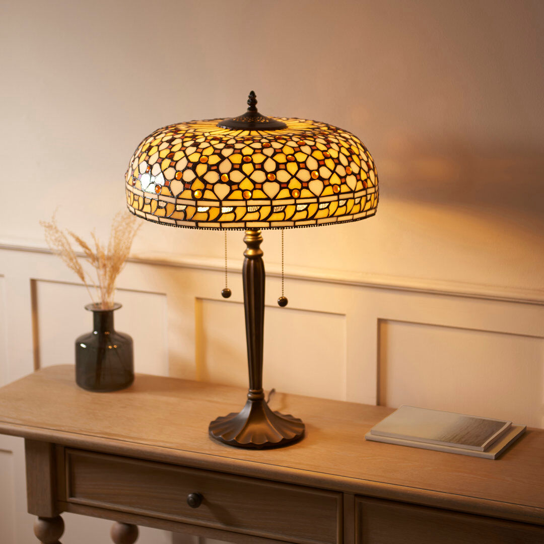 Astoria Grand Lairgnen Tiffany Large 2-Light table lamp Black 63cm H X 45cm W X 45cm D