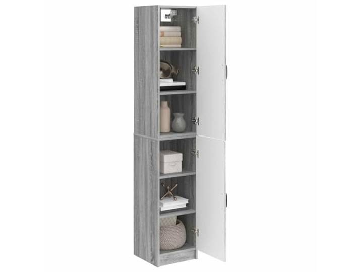 KTHLBRH 2-teiliges Schrank-Set Sonoma grau Holz technisch 4 Einlegeböden, 2 Türen, 20 kg pro Regal, Schrank und Schrank, Montage erforderlich