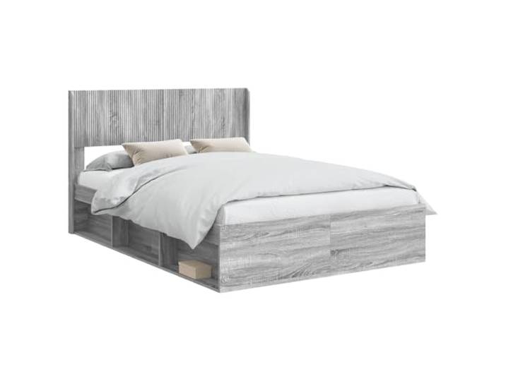PUGYNBK Bettgestell Sonoma grau Qualitätsholz, Lattenrost, ohne Boxspring, einfache Reinigung, Montage mit 2 Personen