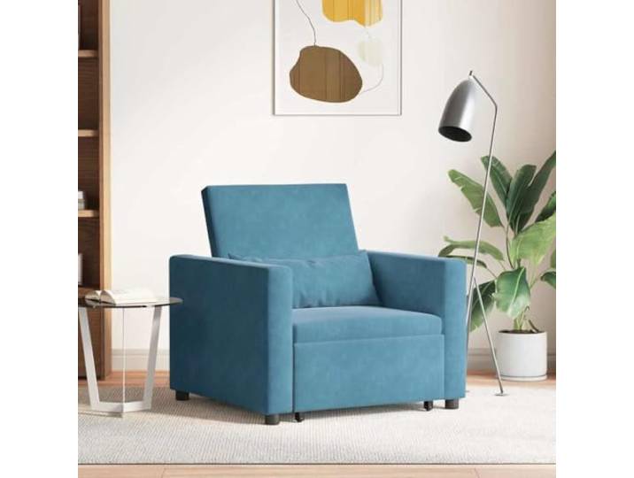 NLQMSU Ausziehbares Schlafsofa 3-in-1 mit Rädern, blau Samt Weicher Samt, verstellbare Rückenlehne, praktische Rollen, kompaktes Design, einfache Wartung