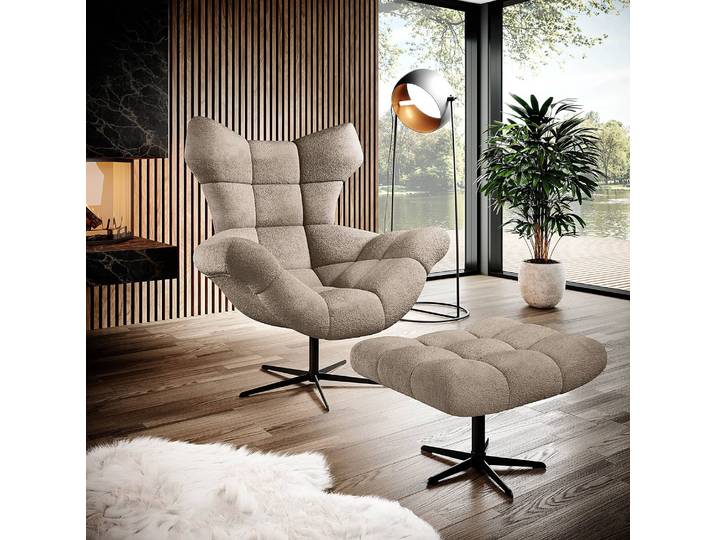 Tabouret Loney 46 x 45 x 69cm Marron Tissu chenille Lorin: Marron clair