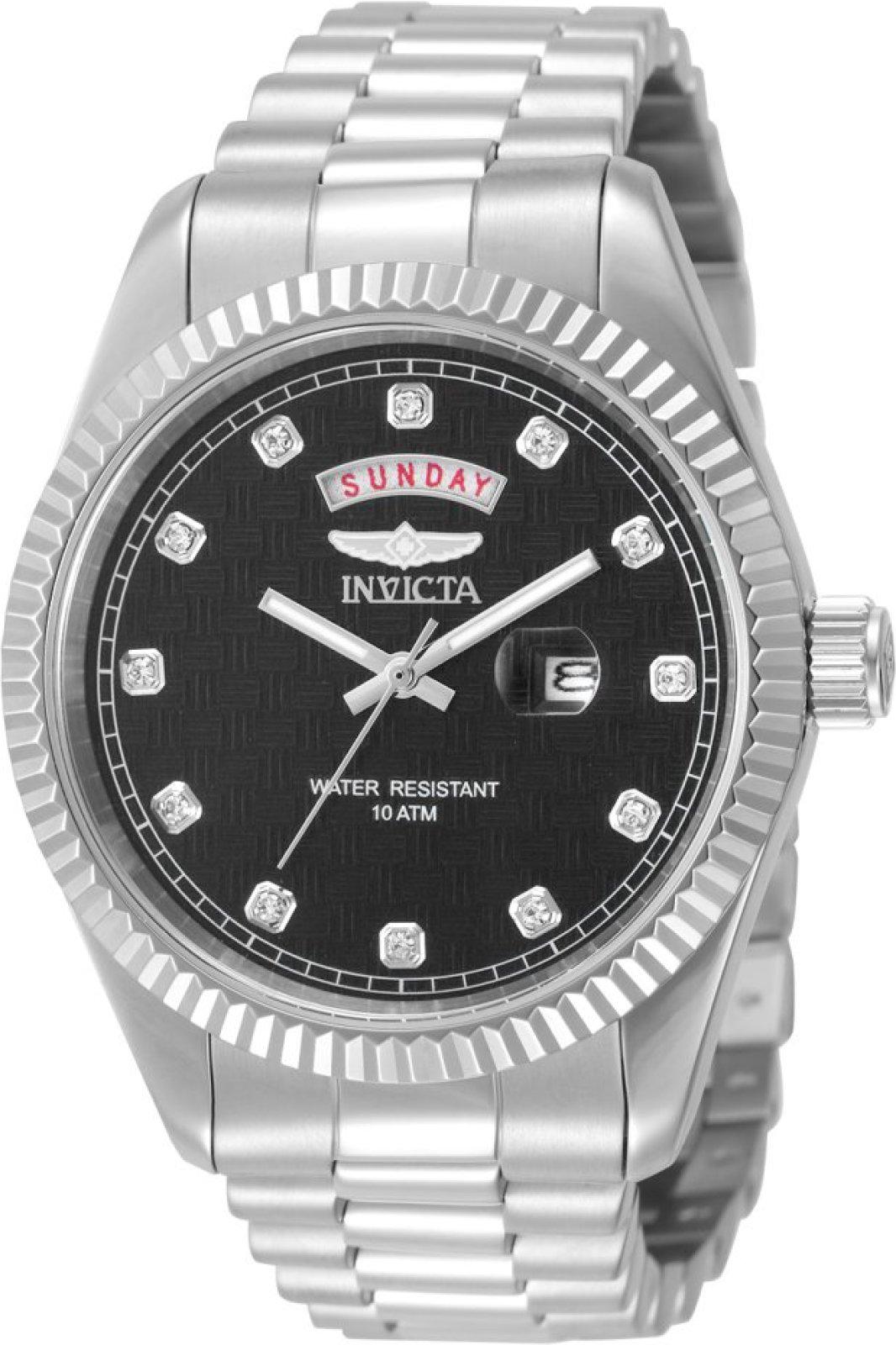 Invicta Specialty 51042 Herrenuhr - Quarzwerk - Edelstahl mit schwarzem Zifferblatt - 43 mm