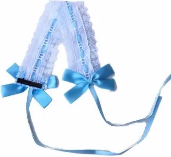 Modern Mode Marketplace Sweet Lace Lolita Headband With Bow Clips Cute Ribbon Bow Headband For Cosplay & Photos blue