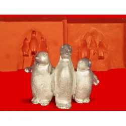 Zinn Giessform 3 Pinguine - Silikonform hitzebeständig - benötigt ca. 25g Reinzinn