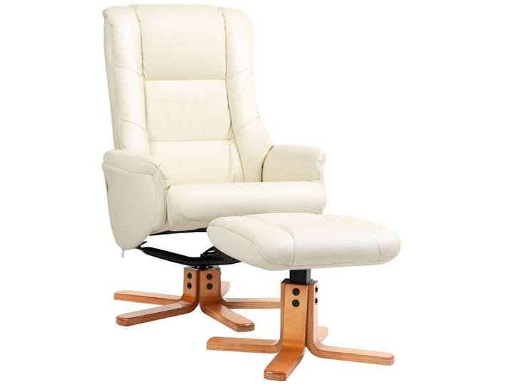 Fauteuil relax inclinable - Blanc crème - Fonction inclinable 135° - Fonction bascule douce - Dossier haut