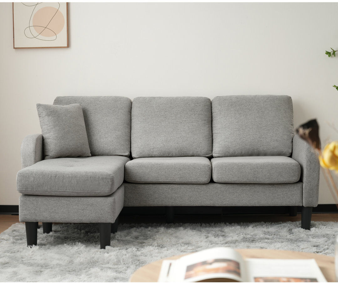 Norden Home 3 Seater Cotton Blend Sofa Grey 77cm H X 166cm W X 118cm D