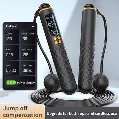 Inspire Select Rechargeable Digital Jump Rope With Calorie Counter Adjustable Cordless Fitness Trainer purple