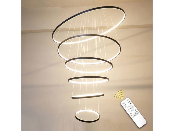 Moderne 5 anneaux Led plafond lustre pour salon Table à manger escalier pendentif décor à la maison éclairage intérieur Lustres luminaire