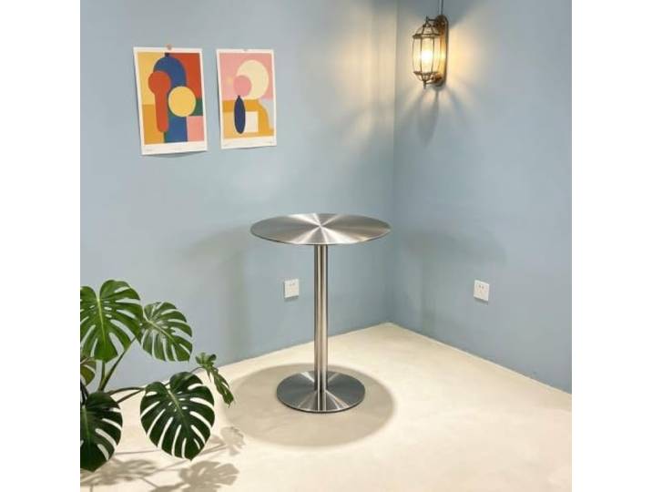 Beistelltisch Edelstahl Rund Moderner Metall Couchtisch Kleiner Säulentisch Edelstahl 304, abgerundete Kanten,pflegeleicht, stabiler Rundfuß für Wohnzimmer & Balkon(70*75cm/27.6*29.5in)