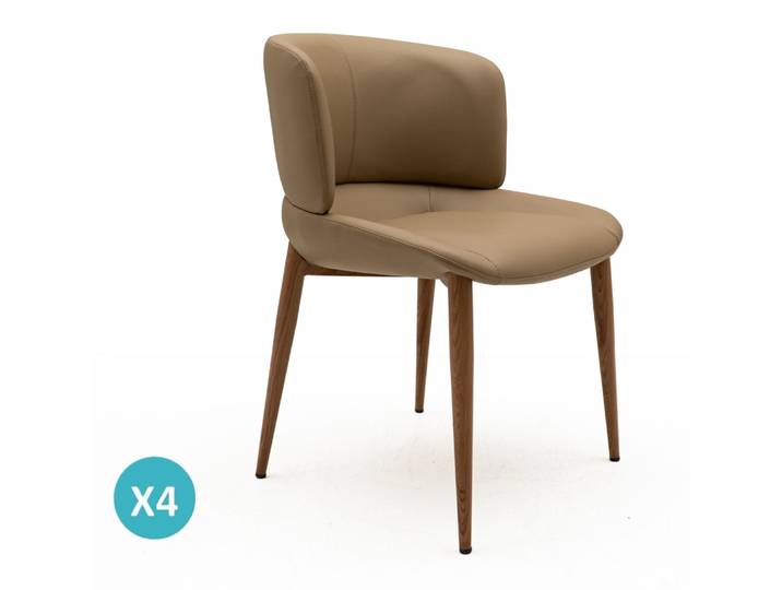 Lot de 4 chaises rembourrées en similicuir couleur vison