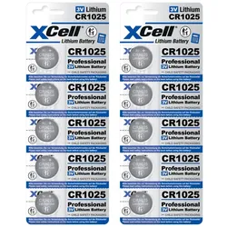 10x CR1025 XCell Lithium-Knopfzelle 3V/25mAh (2x 5er Pack)
