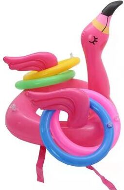 Perfect Picks Market Pink Inflatable Flamingo Ring Toss Game Fun Party Toy For Kids With Random Color Rings flamingo (4 Circles)