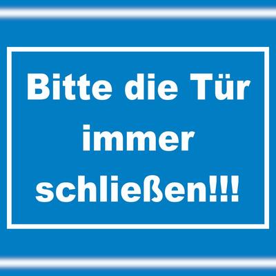 HB-Druck Schild Bitte die Tür immer schließen weiss-blau A6 (105x148mm)