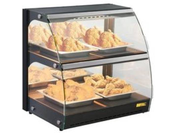 Présentoir chauffant libre-service 4 x GN 1/2 2 portes à charnières 560 W 220 V - MONO