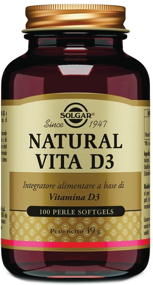 SOLGAR IT. MULTINUTRIENT SpA Solgar Natural Vita D3 100 Perle Softgels - Integratore di Vitamina D3 Naturale