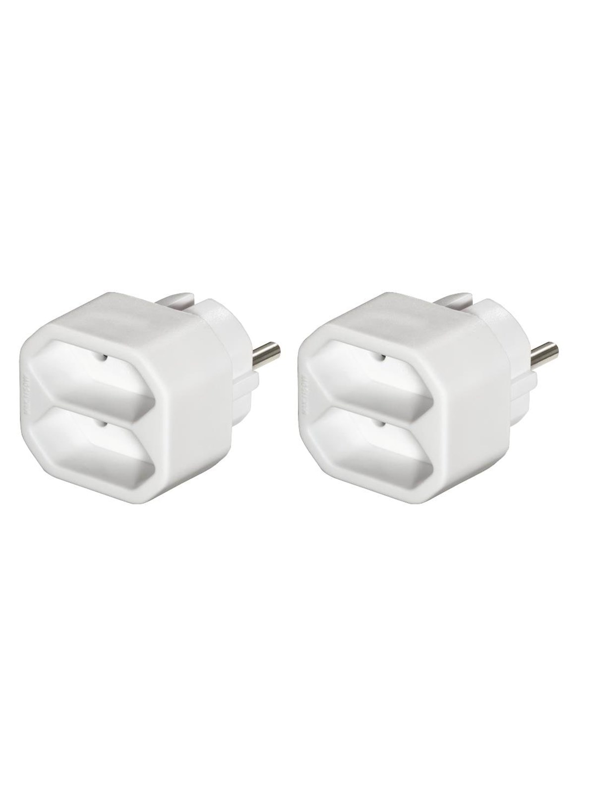 Hama 2-way Socket Adapter Double Pack White