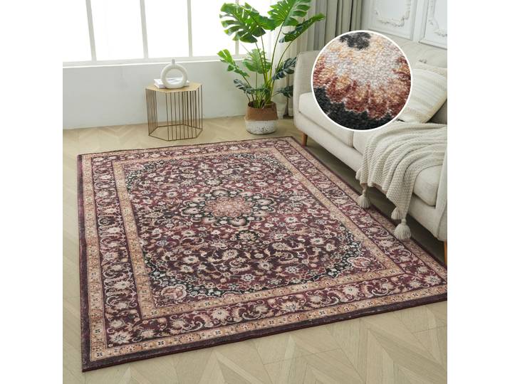 Teppich GOODPRODUCT Omar, Druckteppich, orientalisches Design, mehrfarbig, bedruckt , braun, B:80cm H:13mm L:150cm, Kunstfaser, Teppiche, Teppich, Orient-Optik, Vintage Design, weich, Wohnzimmer, Schlafzimmer