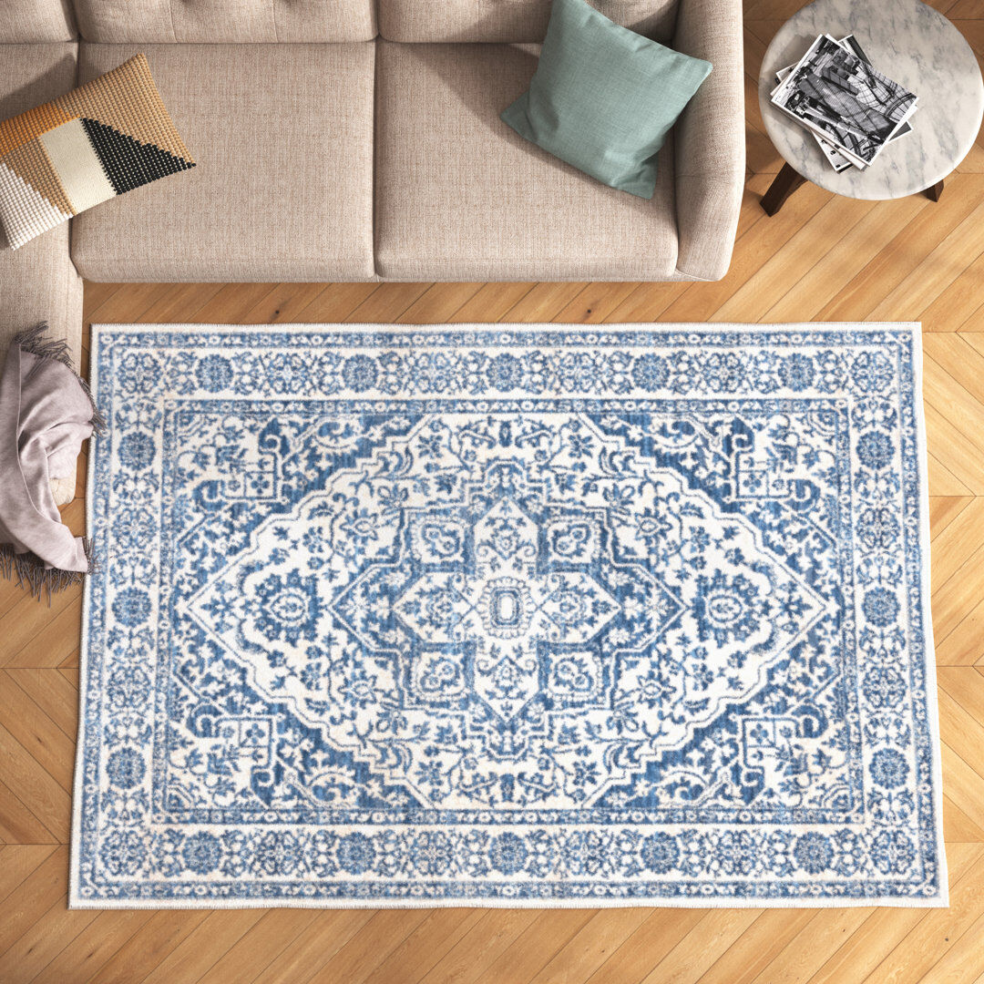 Wade Logan Vakhtang Rectangle Oriental Area Rug Navy/Grey Rectangle 160 x 229 cm