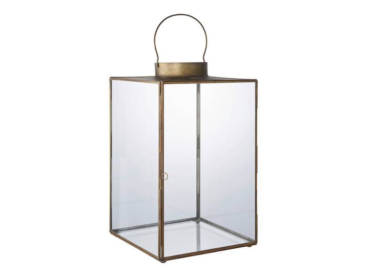 Laterne, Orange, Metall, Glas, quadratisch, 24.5x42x24.5 cm, Dekoration, Laternen & Windlichter, Laternen