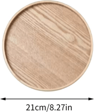 Inspire Essentials Round Wooden Serving Tray For Home And Kitchen b