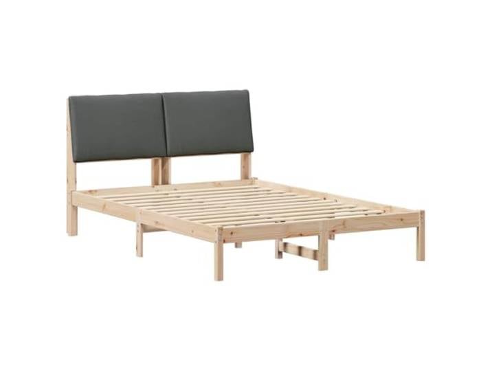 PUGYNBK Bettgestell Kiefer massiv, 150 x 200 cm Kopfteil aus Polyester, mattes Finish, feste Leisten, einfache Montage