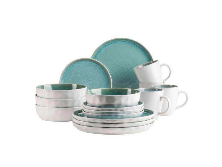 Mäser Kombiservice Elea, Hellgrün, Keramik, 16-teilig, 440 ml, Essen & Trinken, Geschirr, Geschirr-Sets, Kombiservice