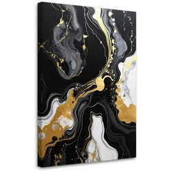 LEINWANDBILD, Schwarz goldene Glamour Abstrakt