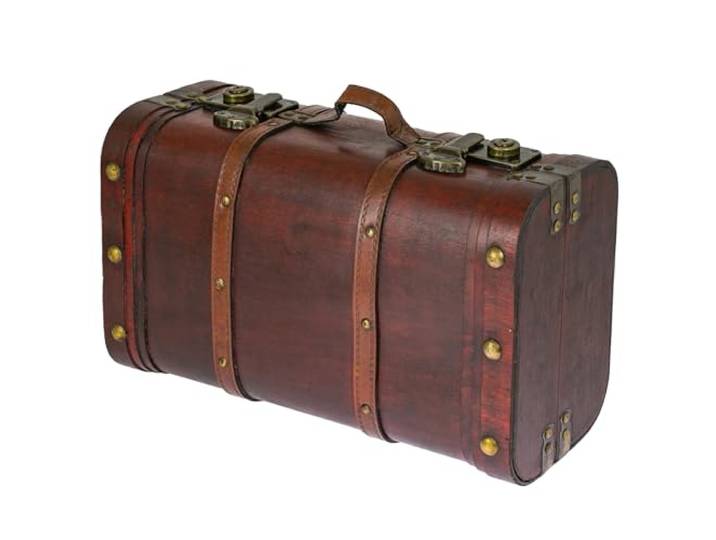 HMF Coffre au trésor en bois\, grande Malle au trésor avec fermetures à loquet\, Valise décorative vintage pour anniversaire d’enfant\, mariage ou jubilé 40 x 23\,5 x 16\,5 cm Pérou