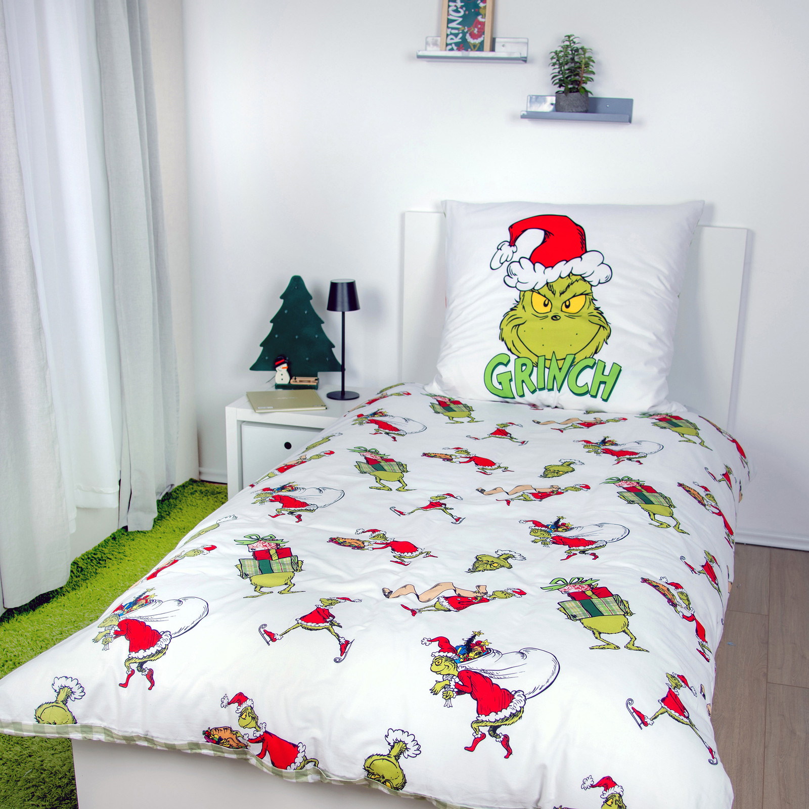 home24 Flanellen beddengoed Grinch groen wit