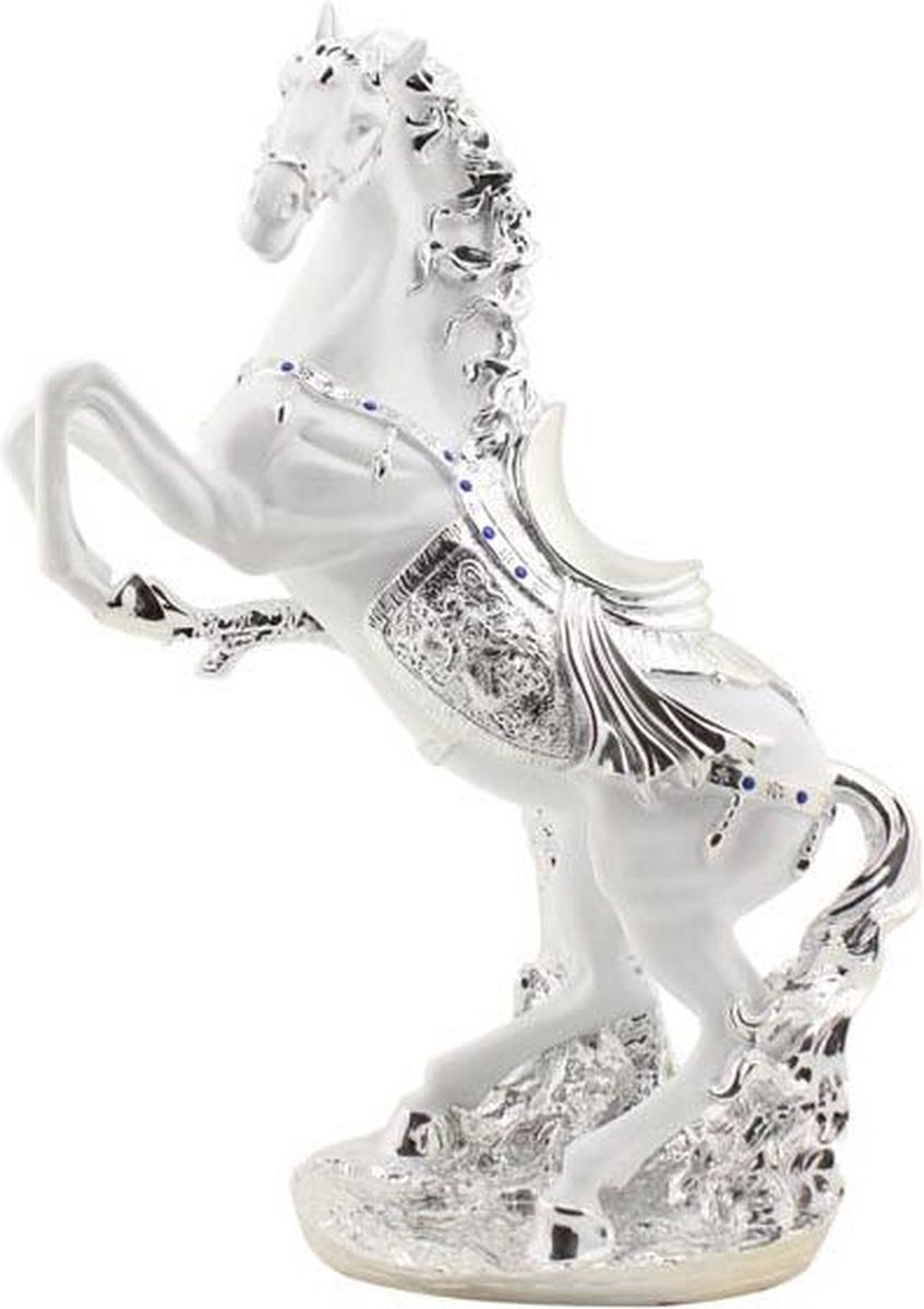 Decoratie CNR Paard CNR054A Wit-Zilver 60 cm