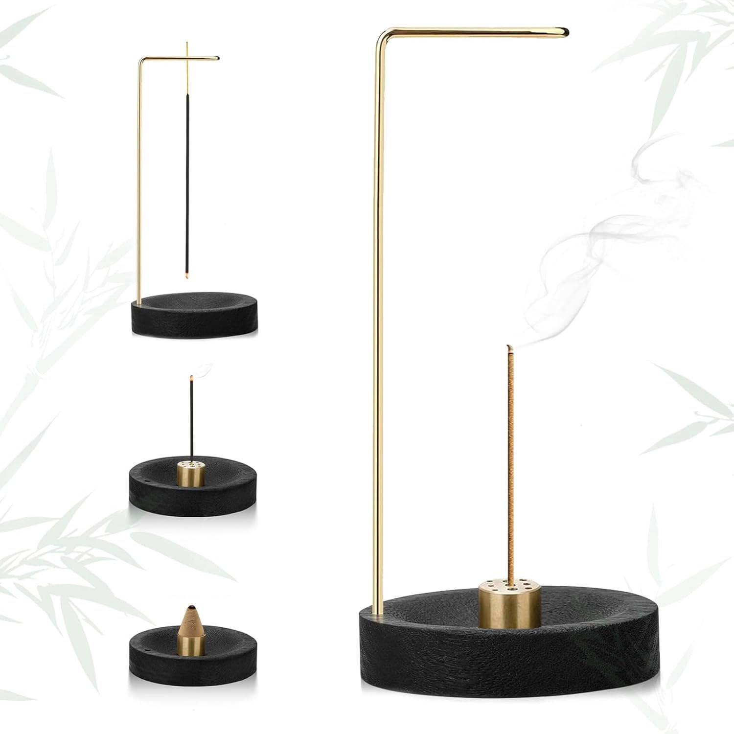 Handgemaakte houten 2-in-1 wierookhouder met elegant design voor meditatie