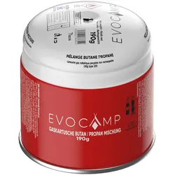 EVOCAMP 10x Propan Butan Gaskartusche 190g Stechgaskartusche für Gaskocher Gasbrenner mit Sicherheitsventil Typ 200 EN 417