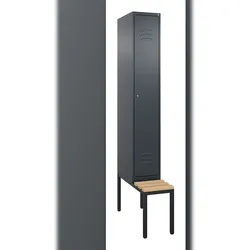 C+P Spind Classic PLUS, Buche untergebaute Sitzbank 1 Abteil, HxBxT 212x30x82cm, Zylinderschloss, Anthrazit von PROREGAL