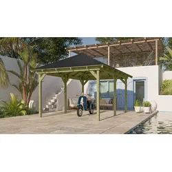 Karibu Pavillon "Jalingo 2" SET kdi mit Schindeln schwarz