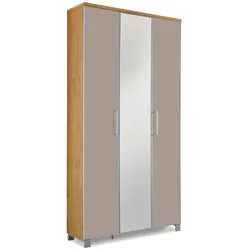 Voss Möbel Garderobenschrank Santina Glas Grau Taupe