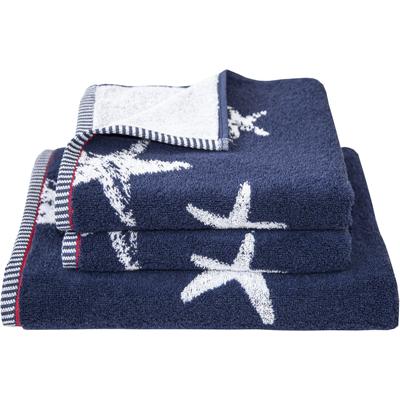 Duschtuch DYCKHOFF "Maritim, Starfish", blau (navy), B:70cm L:140cm, Frottier, Obermaterial: 100% Baumwolle, Handtücher