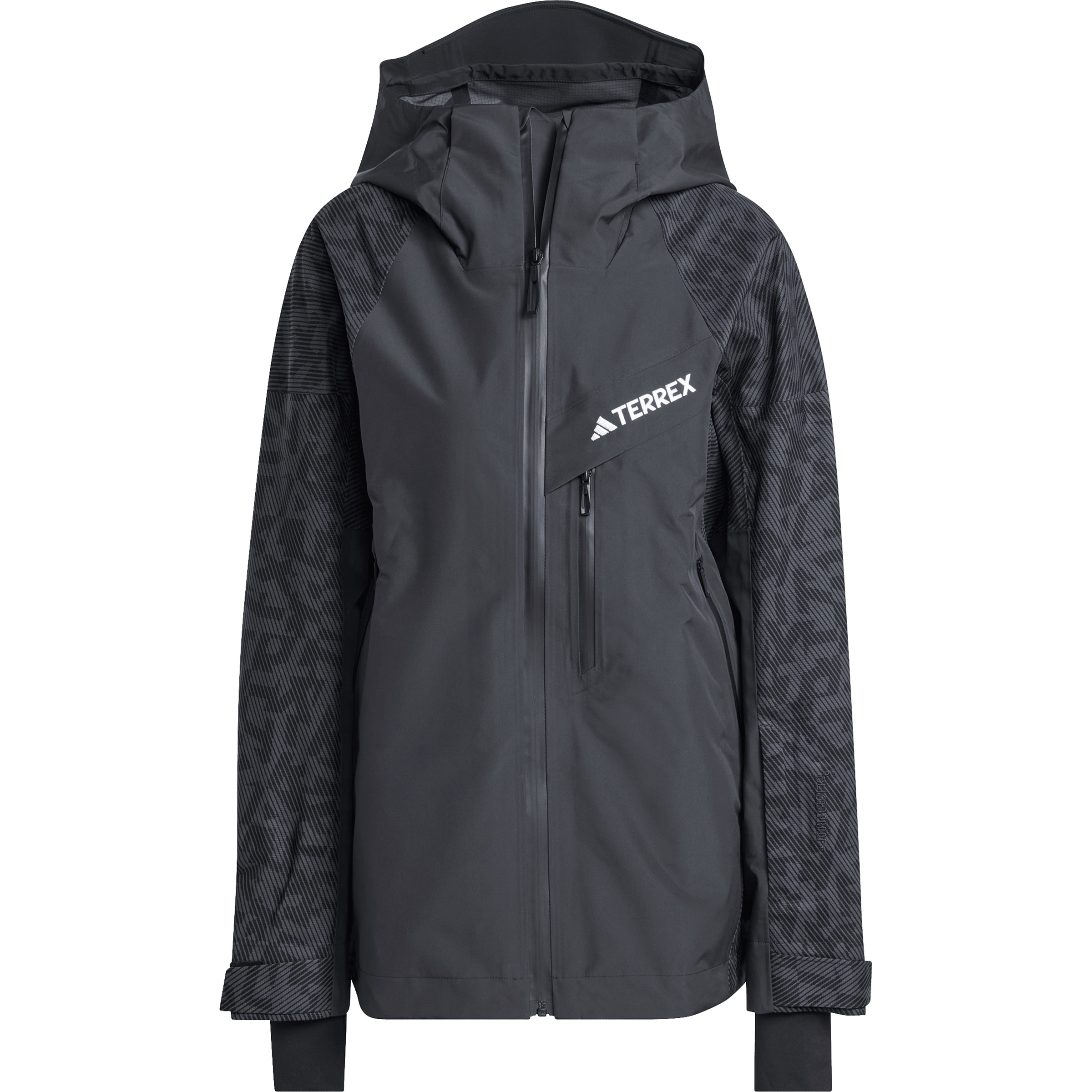 adidas Terrex Techrock Hybrid Primeknit Climaproof Damen Regenjacke schwarz Größe L Freeride | Skifahren Elastisch Wasserabweisend