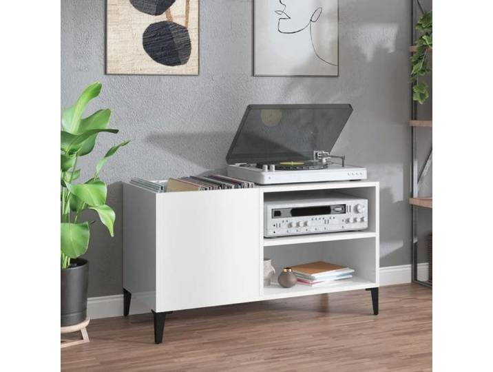 Armoire à Disques Armoire Latérale avec Rangement Meuble pour Tourne-Disque Buffet de Salon Moderne Blanc 831951