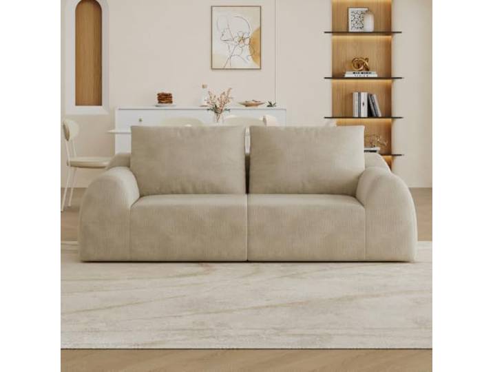 XINGNING Loveseat Kleinsofa Kompressionssofa Boneless Sofa, Platzsparend für Wohnzimmer Schlafzimmer und Wohnung, Montagefrei (Loveseat(Khaki))