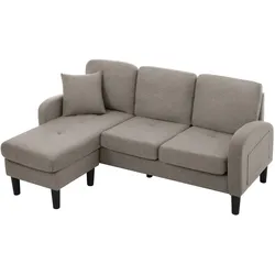 OKWISH Modulares L-Sofa Ecksofa Zweisitzer Chaiselongue Stoffbezug, komfortabel, atmungsaktiv, robust, flexibel aufstellbar, 166x118x77 cm, Dunkelgrau
